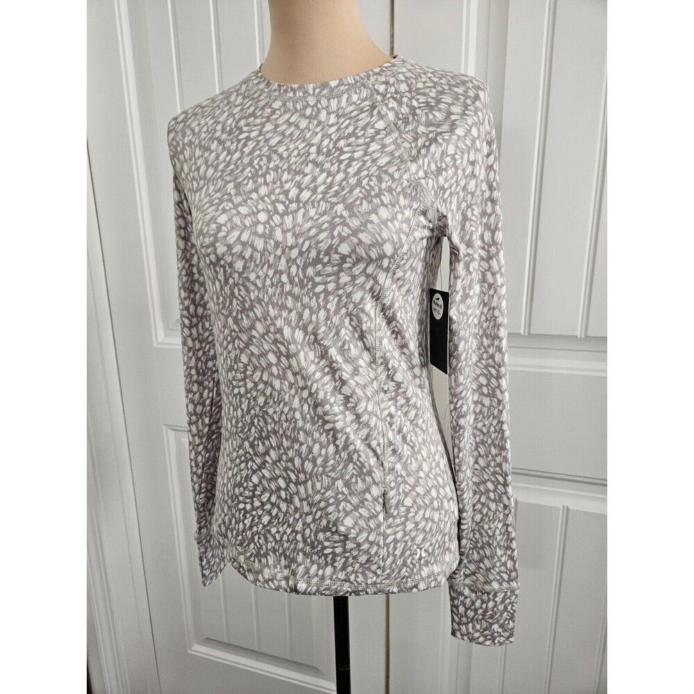 Hurley Womens S Base Layer Rashgaurd Brush Stroke Print Thumb Slit Nwt Upf 25+